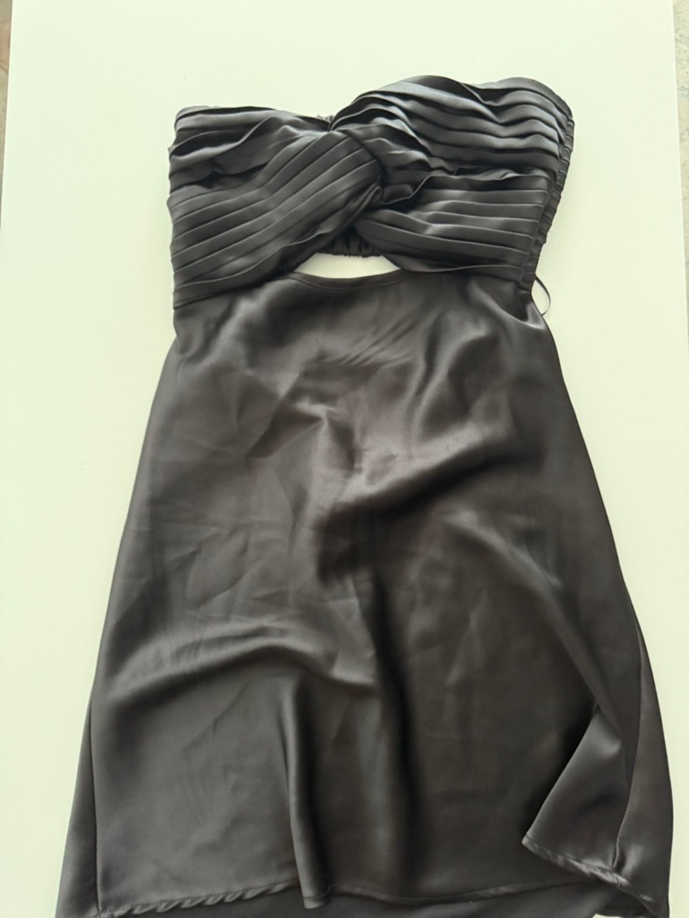 Princess Polly Black Strapless Satin Twist Dress with Front Cutout